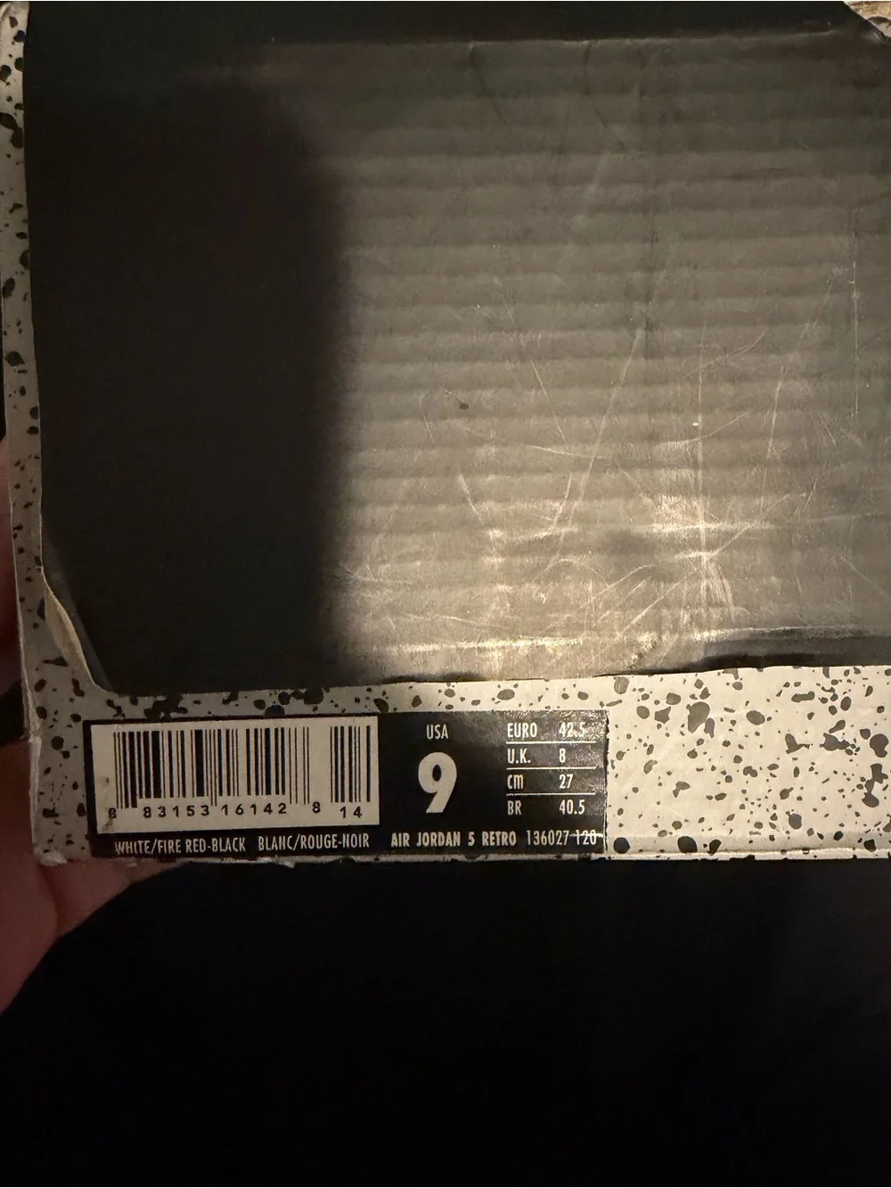 Jordan Air Jordan 5 Retro White/Fire Red/Black Men's Shoe Box Label
